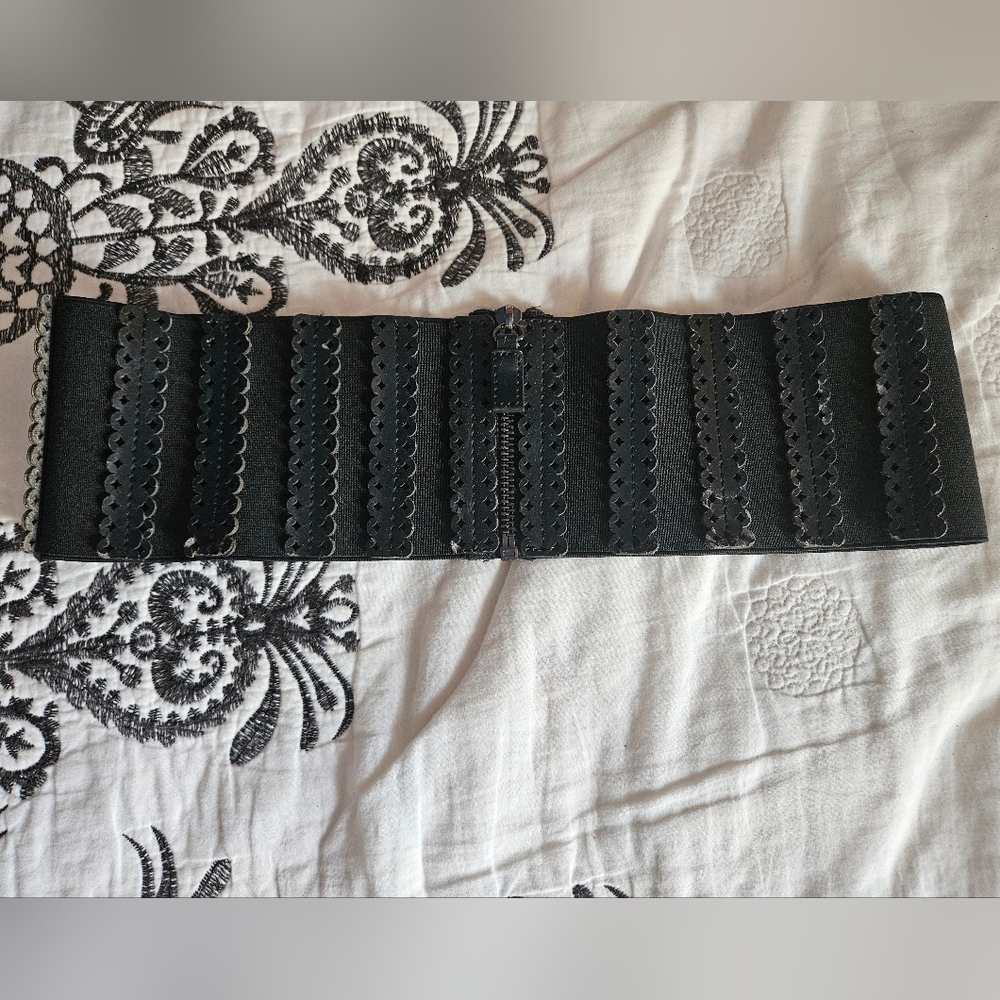 VINTAGE CORSET WIDE STYLE BELT WITH ZIPPER BLACK